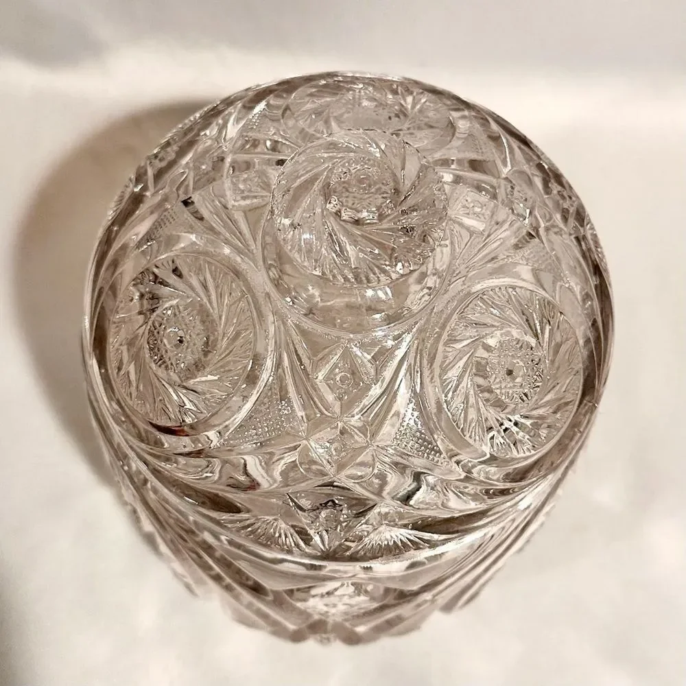 Vintage Pressed Glass Pinwheel Star Design Biscuit Jar Cookie Jar